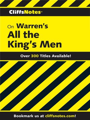 cover image of CliffsNotes on Warren's All the King's Men
